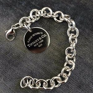 Please Return to Tiffany Round Tag Charm Bracelet in Sterling SIlver